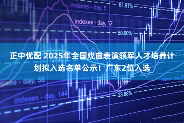 正中优配 2025年全国戏曲表演领军人才培养计划拟入选名单公示！广东2位入选