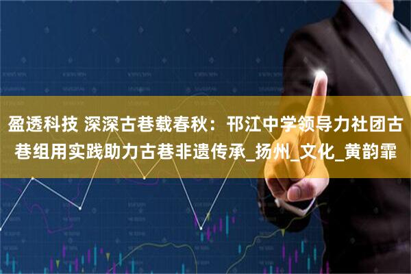 盈透科技 深深古巷载春秋：邗江中学领导力社团古巷组用实践助力古巷非遗传承_扬州_文化_黄韵霏